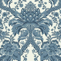 French Artichoke Damask Wallpaper Wallpaper York Double Roll Indigo 