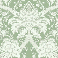 French Artichoke Damask Wallpaper Wallpaper York Double Roll Green 