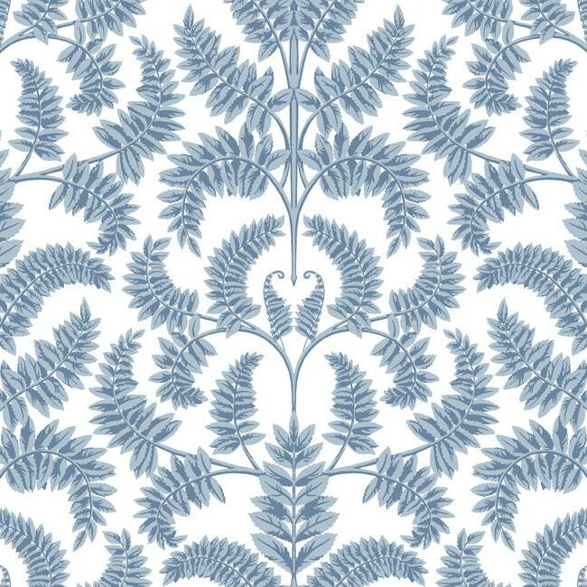 Royal Fern Damask Wallpaper Wallpaper York Double Roll Blue 