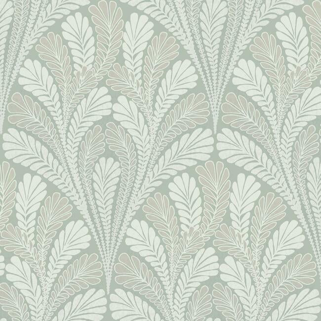 Shell Damask Wallpaper Wallpaper York Double Roll Sage 