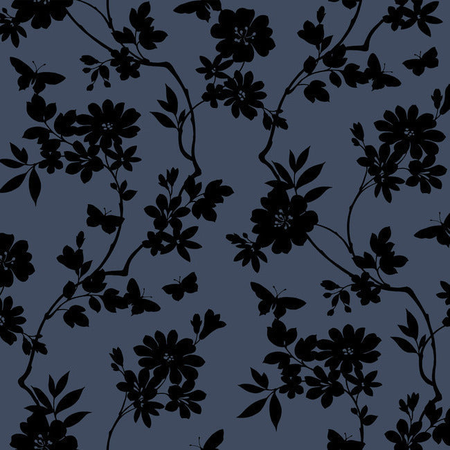Flutter Vine Wallpaper Wallpaper Candice Olson Double Roll Sapphire/Black 