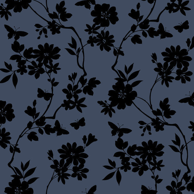 Flutter Vine Wallpaper Wallpaper Candice Olson Double Roll Sapphire/Black