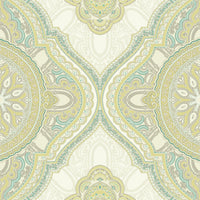 Paisley Medallion Wallpaper Wallpaper York Designer Series Double Roll Mellow Green 