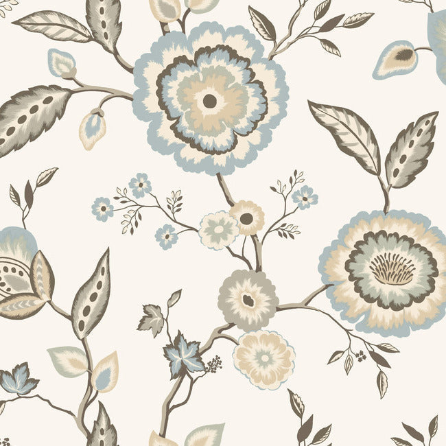 Dahlia Blooms Wallpaper Wallpaper York Double Roll Cotton/Sky 