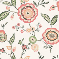 Dahlia Blooms Wallpaper Wallpaper York Double Roll Cotton/Coral 