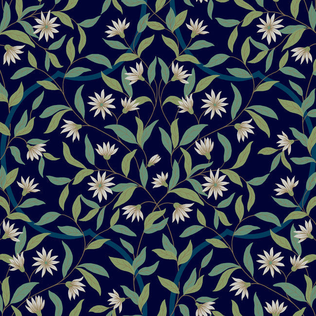 Jasmine Wallpaper Wallpaper York Double Roll Indigo 