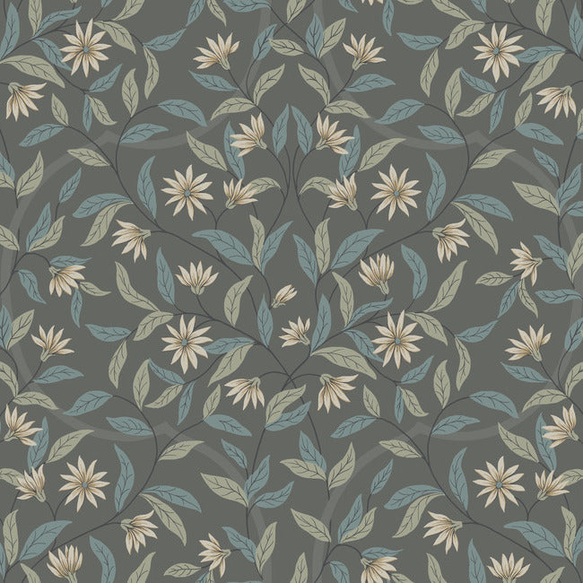Jasmine Wallpaper Wallpaper York Double Roll Charcoal 