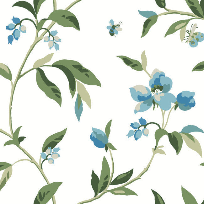 Springtime Wallpaper Wallpaper York Double Roll Cotton/Peacock 
