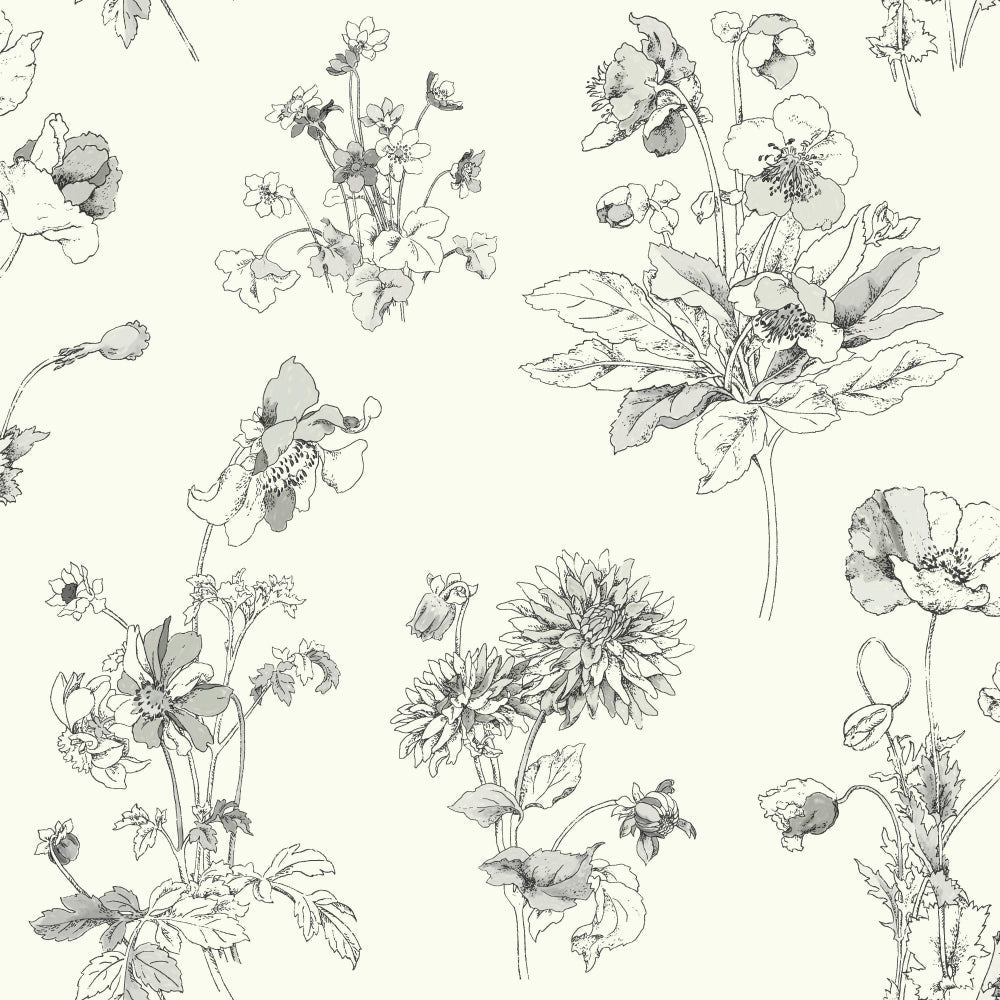 Meadow In Bloom Wallpaper Wallpaper York Double Roll Grey 