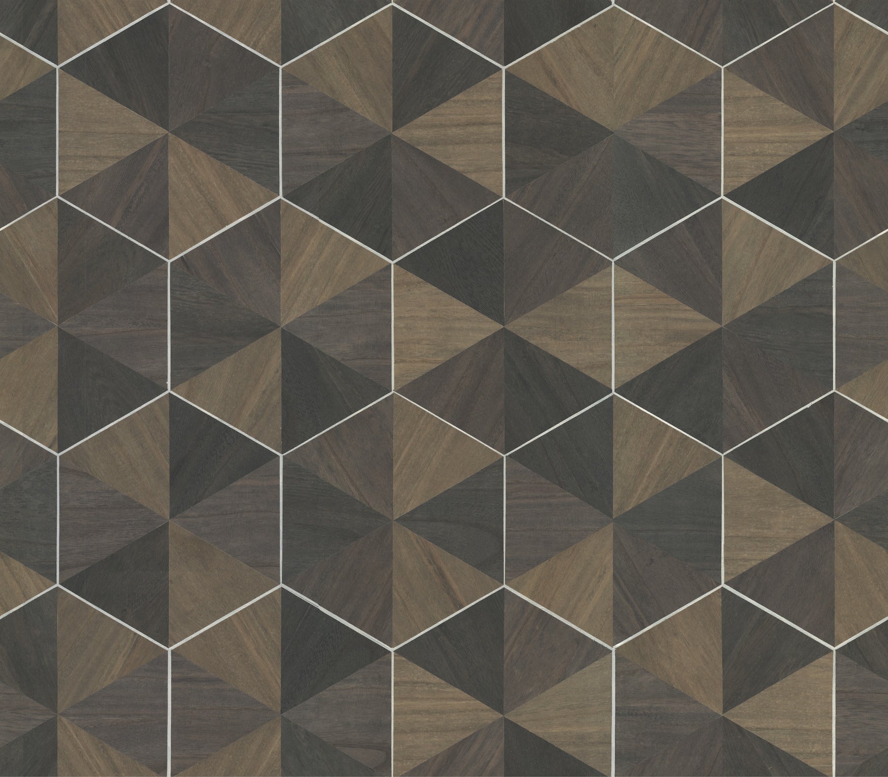 Hexagram Wood Veneer Wallpaper Wallpaper Ronald Redding Designs Yard Smoke 