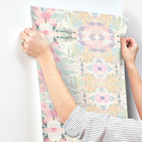 Synchronized Floral Pink Peel and Stick Wallpaper Peel and Stick Wallpaper RoomMates   