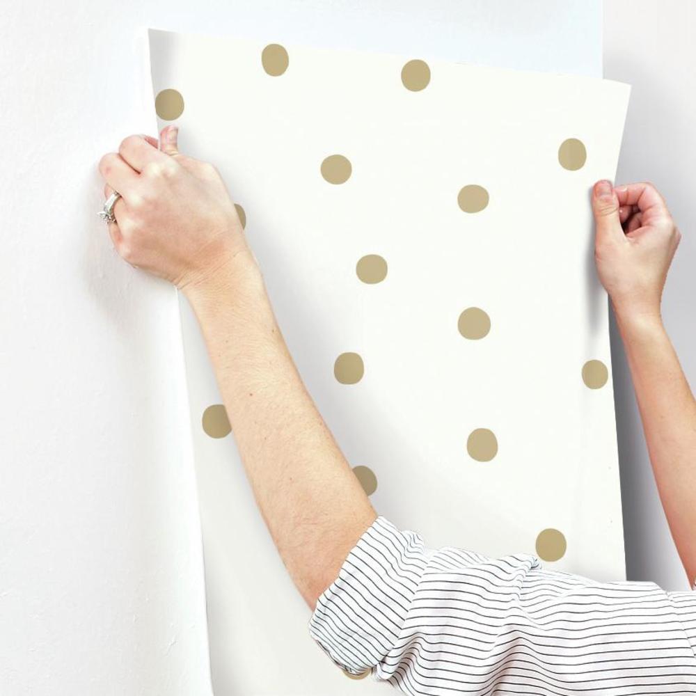 Large Gold Dot Peel and Stick Wallpaper Peel and Stick Wallpaper RoomMates   