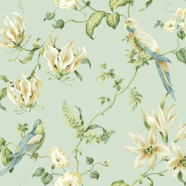 Tropical Floral Wallpaper Wallpaper York Double Roll Blue 