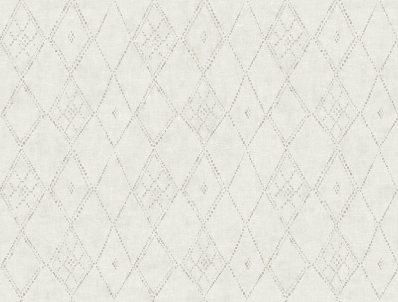 Souk Diamonds Wallpaper Wallpaper York Designer Series Double Roll White/Smoke 