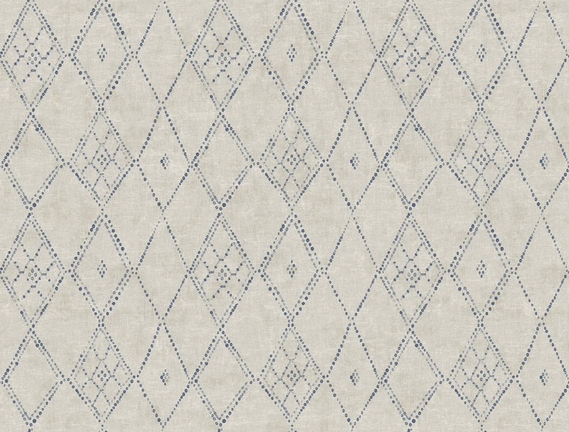 Souk Diamonds Wallpaper Wallpaper York Designer Series Double Roll Taupe/Denim 