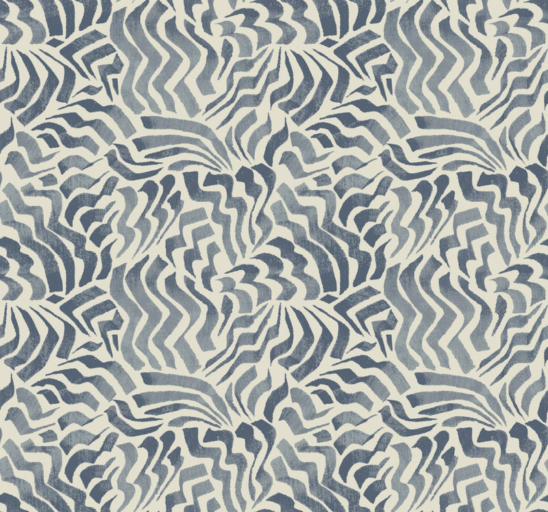 Zora Wave Wallpaper Wallpaper York Designer Series Double Roll Denim 