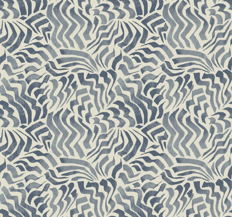 Zora Wave Wallpaper Wallpaper York Designer Series Double Roll Denim 