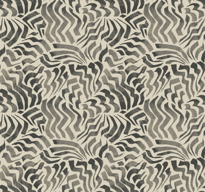 Zora Wave Wallpaper Wallpaper York Designer Series Double Roll Charcoal 