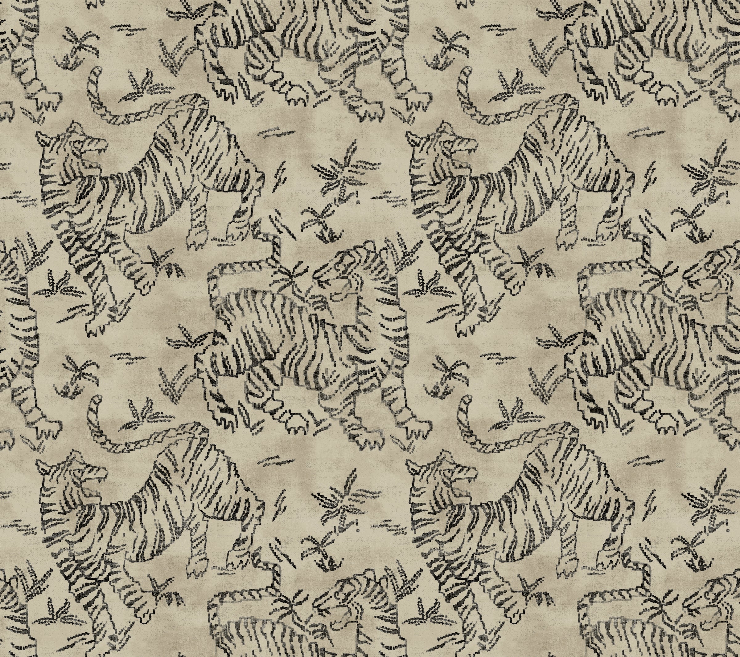 Orly Tigers Wallpaper Wallpaper York Designer Series Double Roll Taupe/Charcoal 