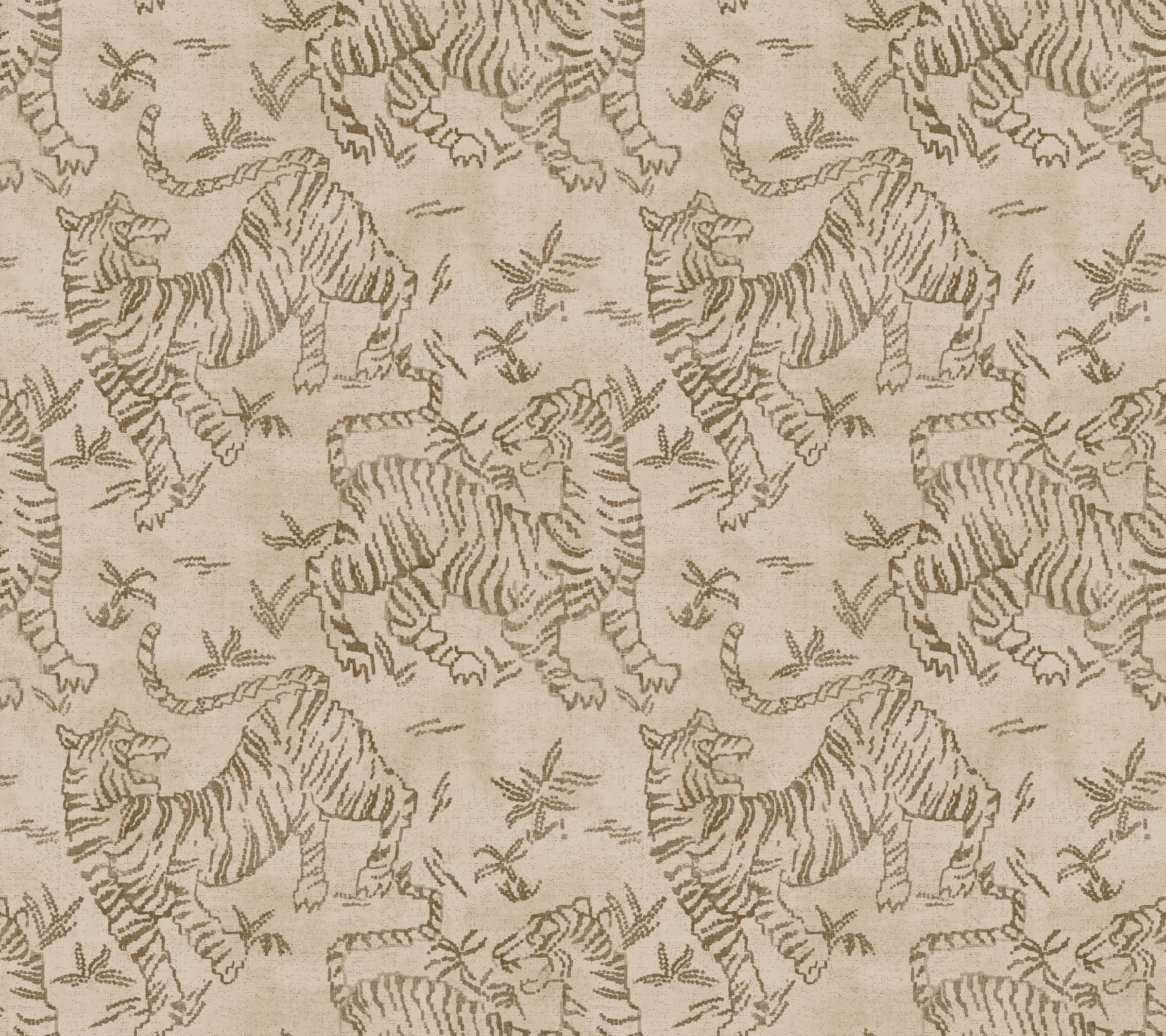 Orly Tigers Wallpaper Wallpaper York Designer Series Double Roll Blush/Brown 