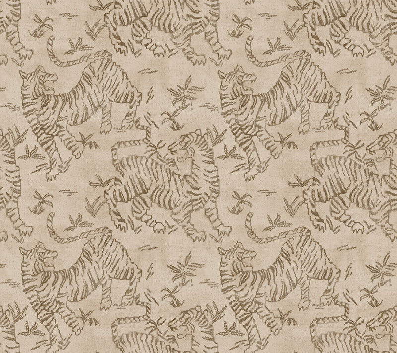 Orly Tigers Wallpaper Wallpaper York Designer Series Double Roll Blush/Brown 