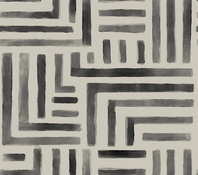 Painterly Labyrinth Wallpaper Wallpaper York Designer Series Double Roll Charcoal 