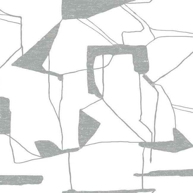 Abstract Geo Wallpaper Wallpaper Antonina Vella Double Roll White/Silver 