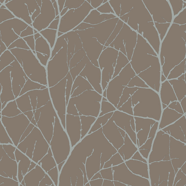 Trees Silhouette Wallpaper Wallpaper Antonina Vella Double Roll Mocha/Silver 