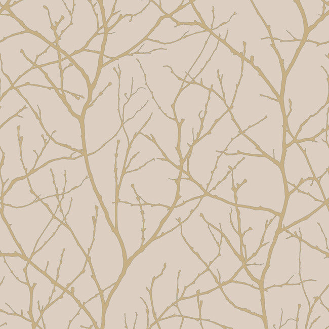 Trees Silhouette Wallpaper Wallpaper Antonina Vella Double Roll Beige/Gold 