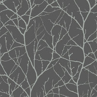 Trees Silhouette Wallpaper Wallpaper Antonina Vella Double Roll Charcoal/Silver 