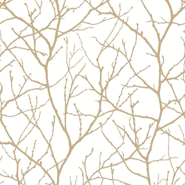Trees Silhouette Wallpaper Wallpaper Antonina Vella Double Roll White/Gold 
