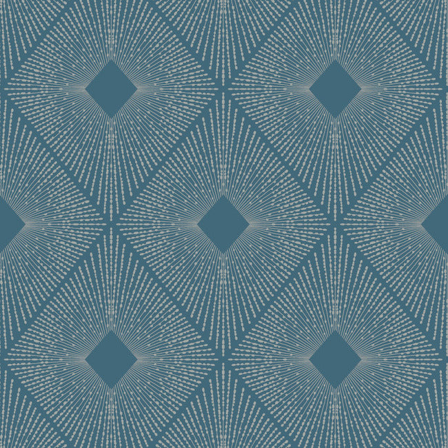 Harlowe Wallpaper Wallpaper Antonina Vella Double Roll Blue/Silver 
