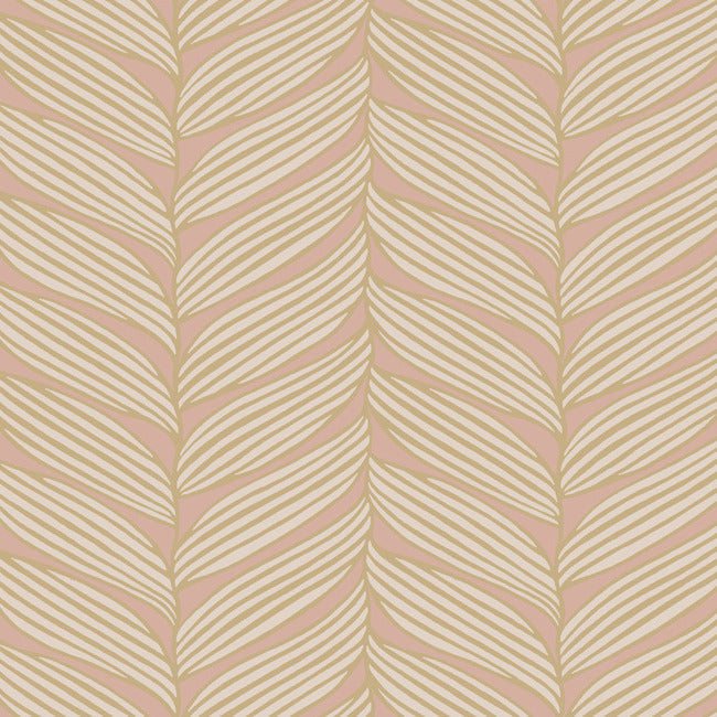 Luminous Leaves Wallpaper Wallpaper Antonina Vella Double Roll Blush/Gold 