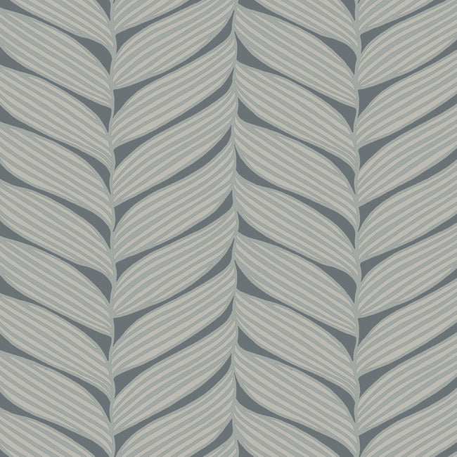 Luminous Leaves Wallpaper Wallpaper Antonina Vella Double Roll Charcoal/Silver 