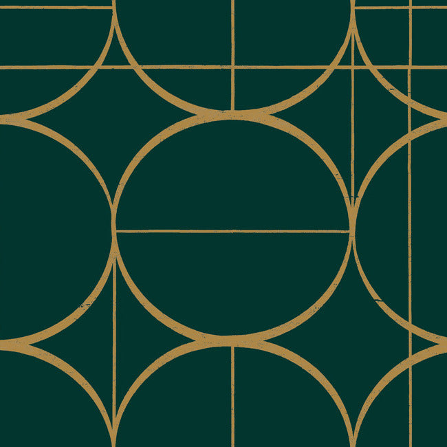 Sun Circles Wallpaper Wallpaper Antonina Vella Double Roll Emerald/Gold 