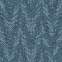 Polished Chevron Wallpaper Wallpaper Antonina Vella Double Roll Blue/Silver 