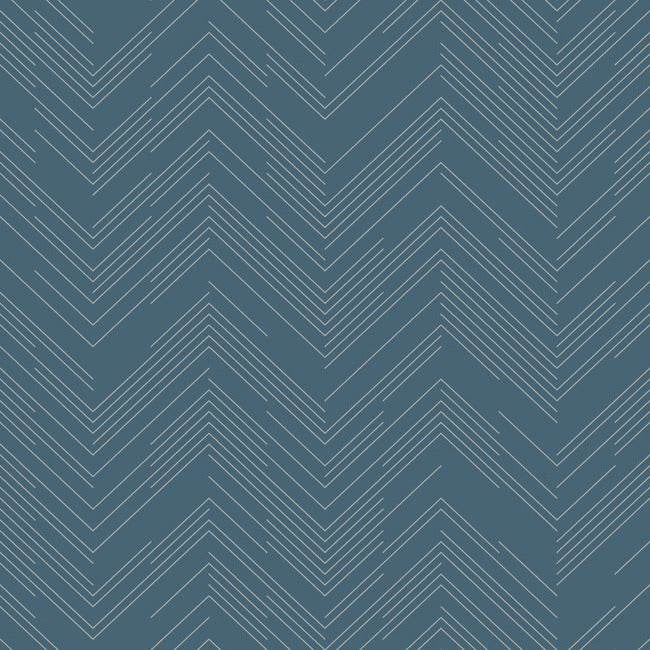 Polished Chevron Wallpaper Wallpaper Antonina Vella Double Roll Blue/Silver 