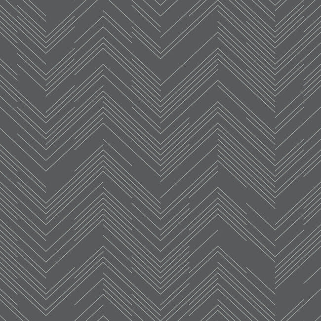 Polished Chevron Wallpaper Wallpaper Antonina Vella Double Roll Charcoal/Silver 
