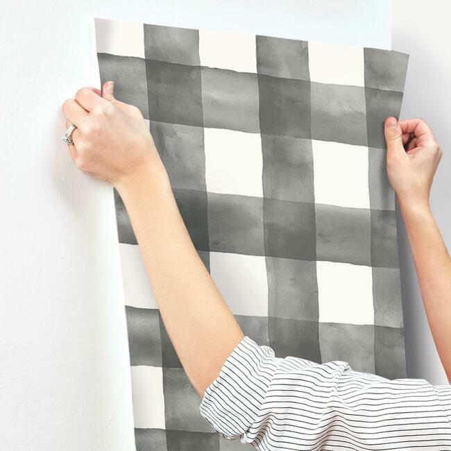 Watercolor Check Wallpaper Wallpaper Magnolia Home   