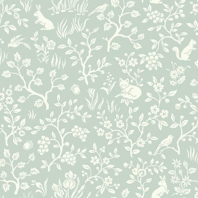 Fox & Hare Wallpaper Wallpaper Magnolia Home Double Roll Mineral Green 