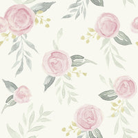 Watercolor Roses Wallpaper Wallpaper Magnolia Home Double Roll Gala Pink 