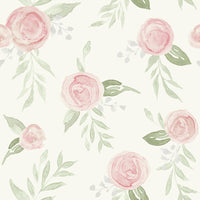 Watercolor Roses Wallpaper Wallpaper Magnolia Home Double Roll Dishy Coral 