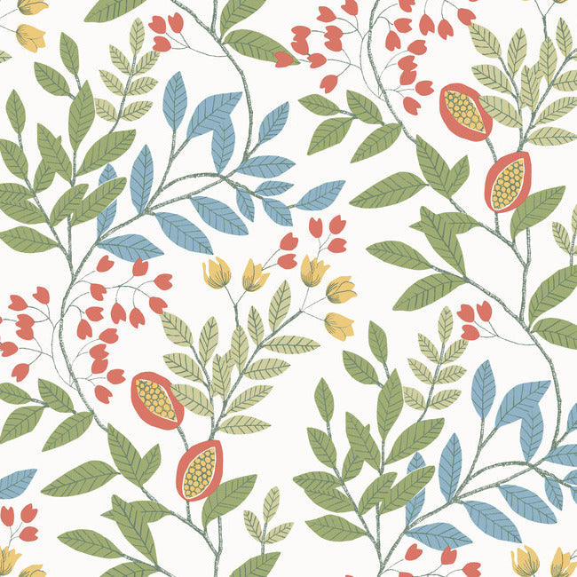 Eden Retreat Wallpaper Wallpaper York Double Roll White/Multi 