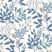 Eden Retreat Wallpaper Wallpaper York Double Roll White/Blue/Glint 