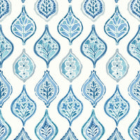 Marketplace Motif Wallpaper Wallpaper York Double Roll White/Blue 