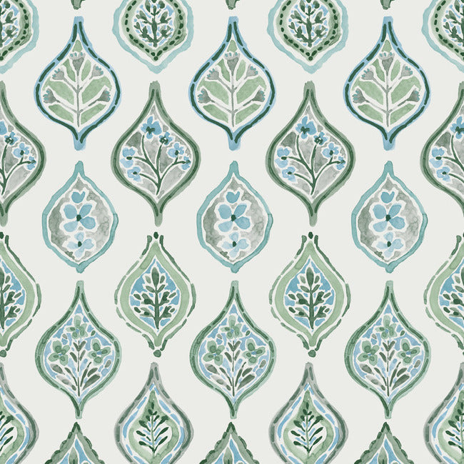 Marketplace Motif Wallpaper Wallpaper York Double Roll Pale Grey/Green 