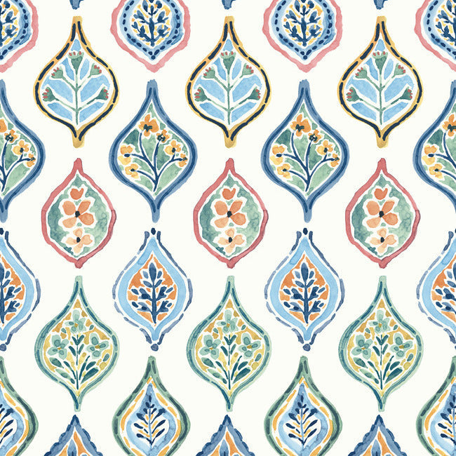 Marketplace Motif Wallpaper Wallpaper York Double Roll White/Multi 