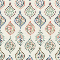 Marketplace Motif Wallpaper Wallpaper York Double Roll Almond/Mint/Apricot 