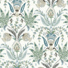 Seaside Jacobean Wallpaper Wallpaper York Double Roll White/Green/Blue 