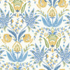 Seaside Jacobean Wallpaper Wallpaper York Double Roll White/Yellow/Blue 